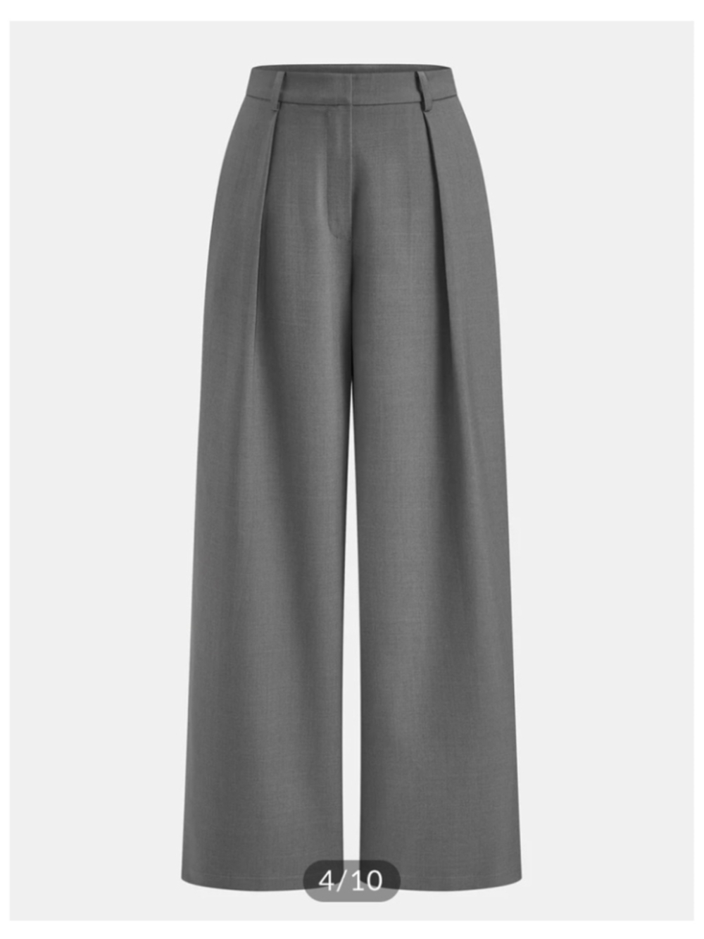 COMMENSE Wide Leg Front Pleated Trouser Pants Grey Size S Office Minimalist